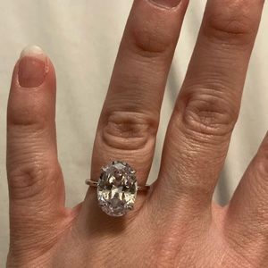 Cubic zirconia 4ct oval size 5 sterling silver ring.